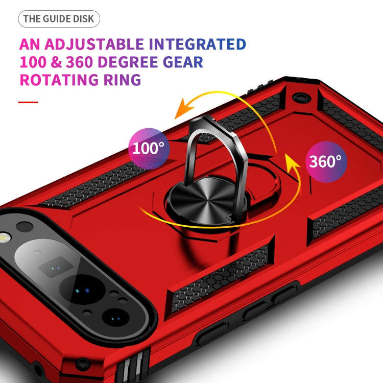 For Google Pixel 9 Pro XL Shockproof TPU + PC Phone Case with Holder(Red) by buy2fix