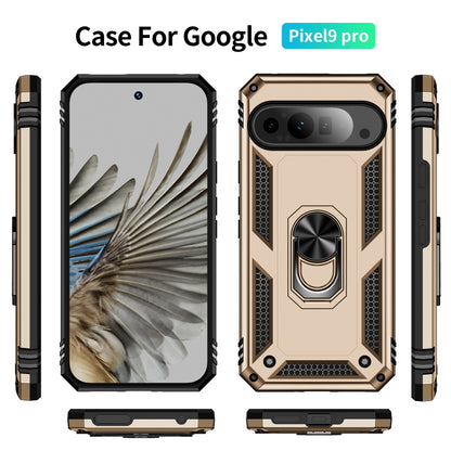For Google Pixel 9 Pro XL Shockproof TPU + PC Phone Case with Holder(Gold) by buy2fix
