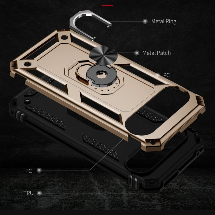 For Google Pixel 9 Pro XL Shockproof TPU + PC Phone Case with Holder(Gold) by buy2fix