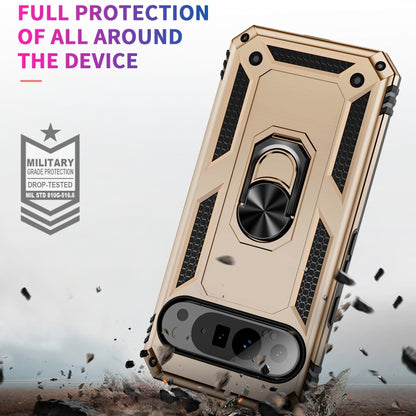 For Google Pixel 9 Pro XL Shockproof TPU + PC Phone Case with Holder(Gold) by buy2fix