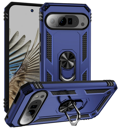 For Google Pixel 9 Pro XL Shockproof TPU + PC Phone Case with Holder(Blue) by buy2fix