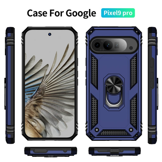 For Google Pixel 9 Pro XL Shockproof TPU + PC Phone Case with Holder(Blue) by buy2fix
