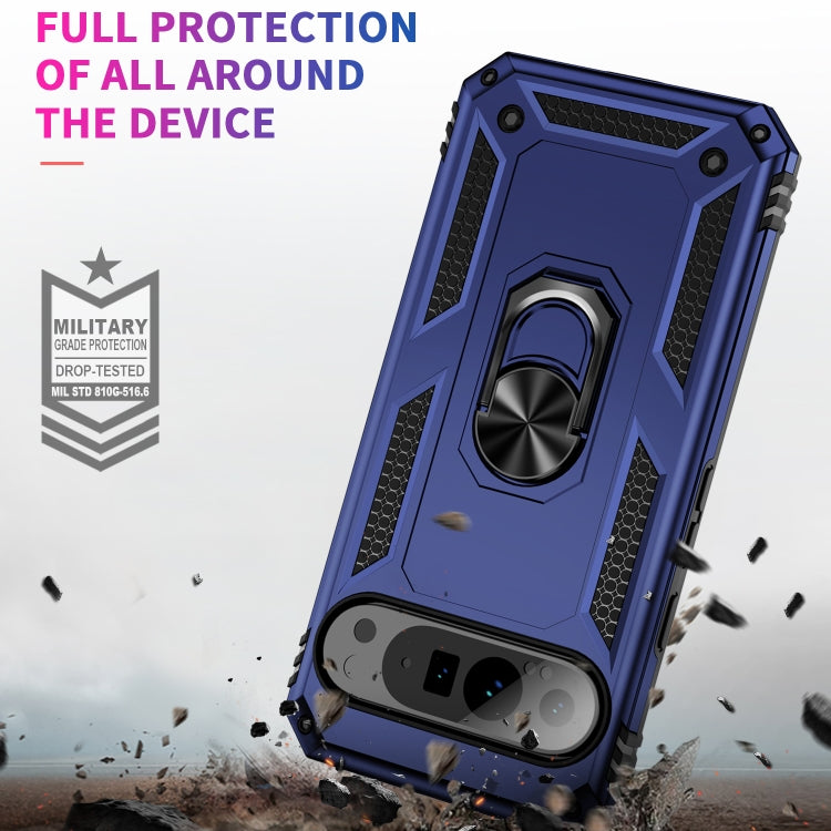 For Google Pixel 9 Pro XL Shockproof TPU + PC Phone Case with Holder(Blue) by buy2fix