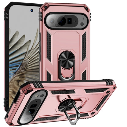 For Google Pixel 9 Pro XL Shockproof TPU + PC Phone Case with Holder(Rose Gold) by buy2fix