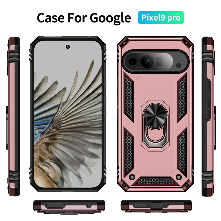 For Google Pixel 9 Pro XL Shockproof TPU + PC Phone Case with Holder(Rose Gold) by buy2fix
