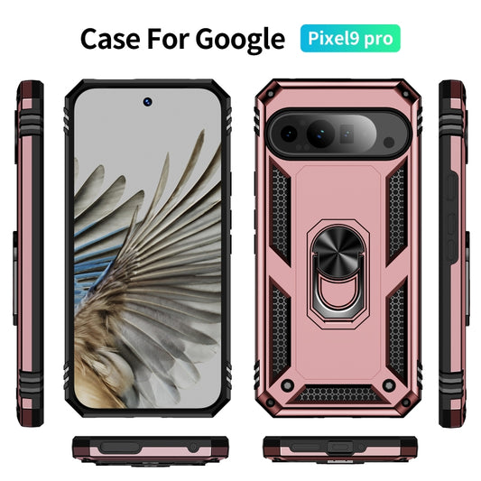 For Google Pixel 9 Pro XL Shockproof TPU + PC Phone Case with Holder(Rose Gold) by buy2fix