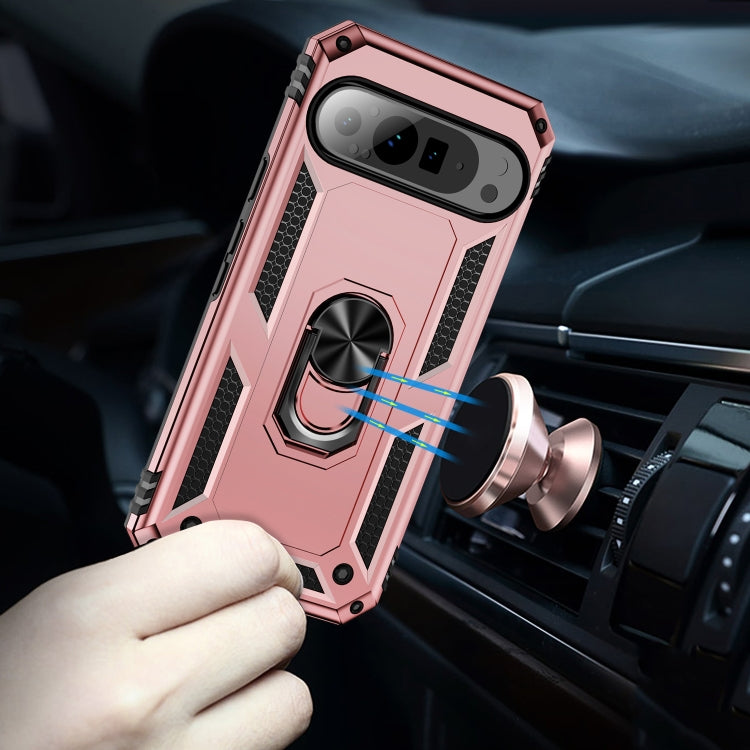 For Google Pixel 9 Pro XL Shockproof TPU + PC Phone Case with Holder(Rose Gold) by buy2fix