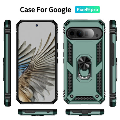 For Google Pixel 9 Pro XL Shockproof TPU + PC Phone Case with Holder(Dark Green) by buy2fix