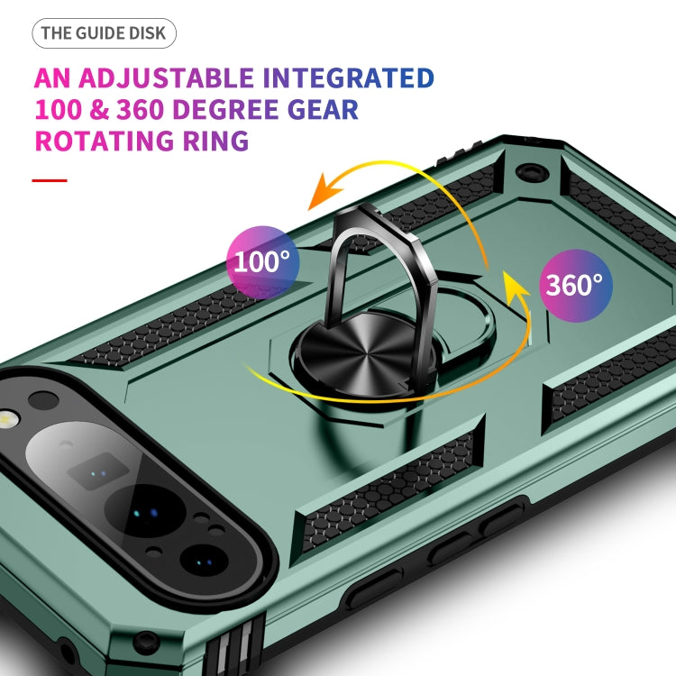 For Google Pixel 9 Pro XL Shockproof TPU + PC Phone Case with Holder(Dark Green) by buy2fix