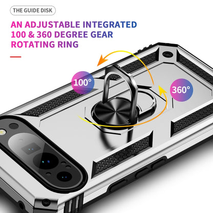 For Google Pixel 9 Pro XL Shockproof TPU + PC Phone Case with Holder(Silver) by buy2fix