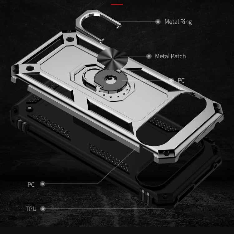 For Google Pixel 9 Pro XL Shockproof TPU + PC Phone Case with Holder(Silver) by buy2fix