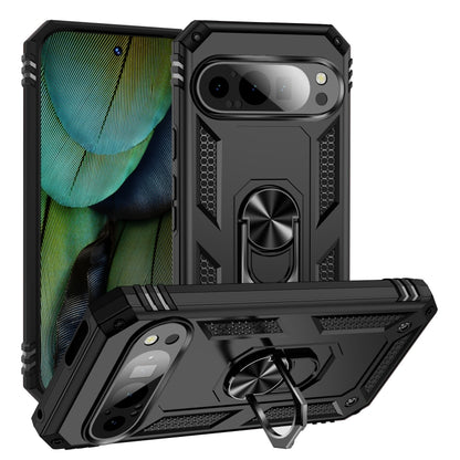 For Google Pixel 9 Pro / 9 Shockproof TPU + PC Phone Case with Holder(Black) by buy2fix