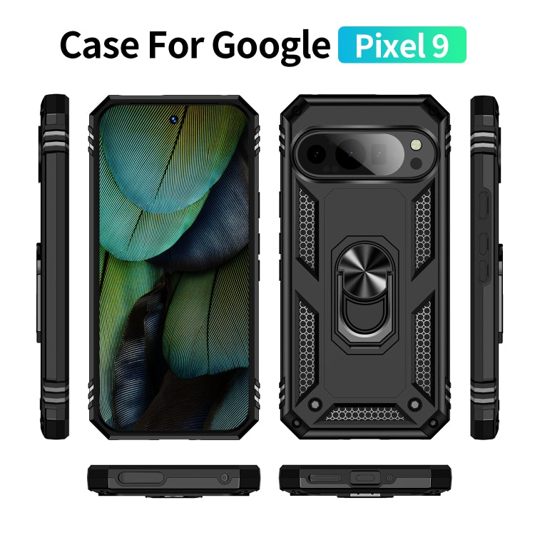 For Google Pixel 9 Pro / 9 Shockproof TPU + PC Phone Case with Holder(Black) by buy2fix