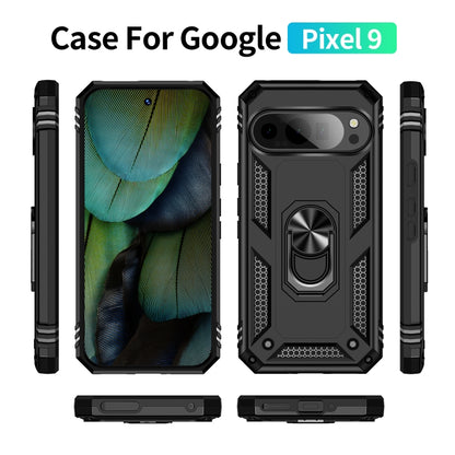 For Google Pixel 9 Pro / 9 Shockproof TPU + PC Phone Case with Holder(Black) by buy2fix