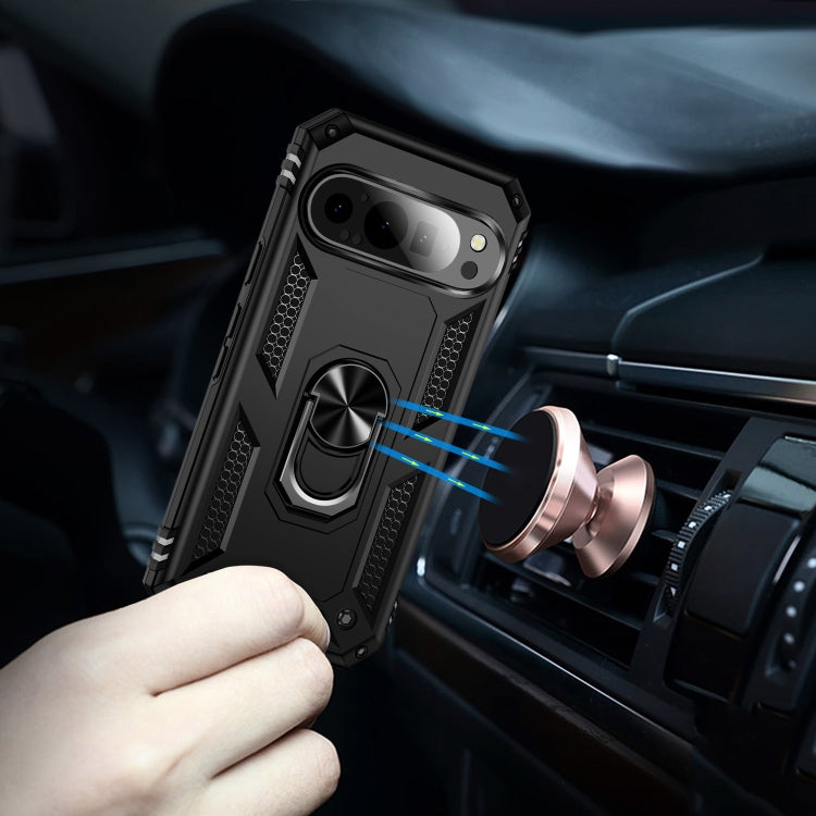 For Google Pixel 9 Pro / 9 Shockproof TPU + PC Phone Case with Holder(Black) by buy2fix