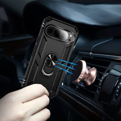 For Google Pixel 9 Pro / 9 Shockproof TPU + PC Phone Case with Holder(Black) by buy2fix