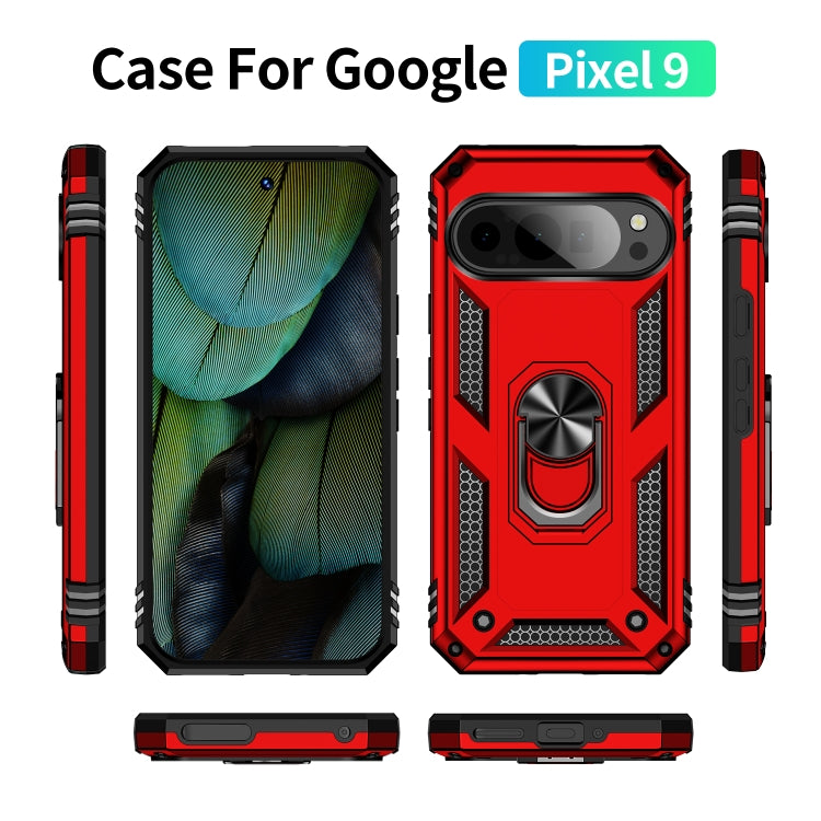 For Google Pixel 9 Pro / 9 Shockproof TPU + PC Phone Case with Holder(Red) by buy2fix