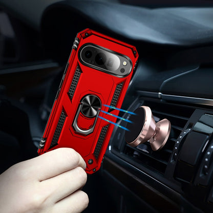 For Google Pixel 9 Pro / 9 Shockproof TPU + PC Phone Case with Holder(Red) by buy2fix