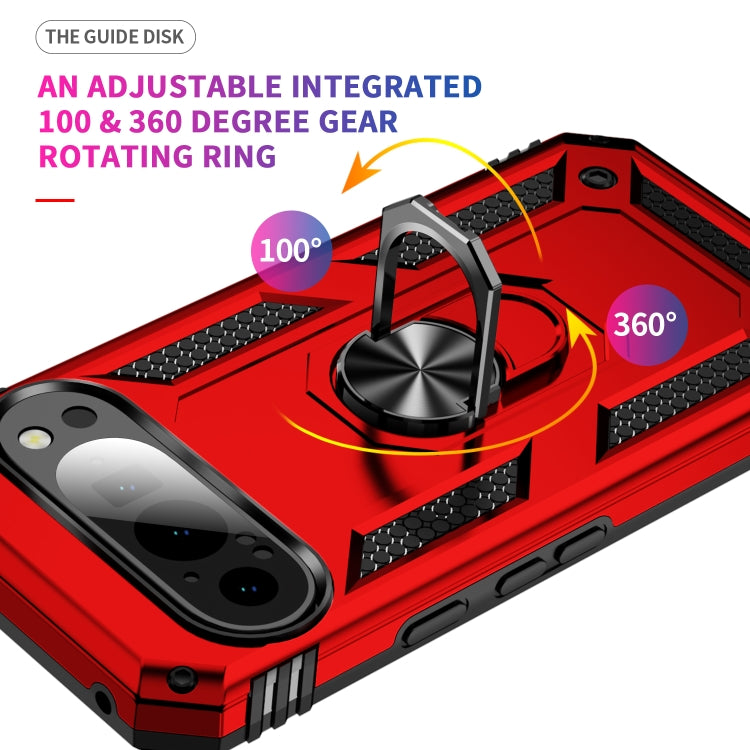 For Google Pixel 9 Pro / 9 Shockproof TPU + PC Phone Case with Holder(Red) by buy2fix