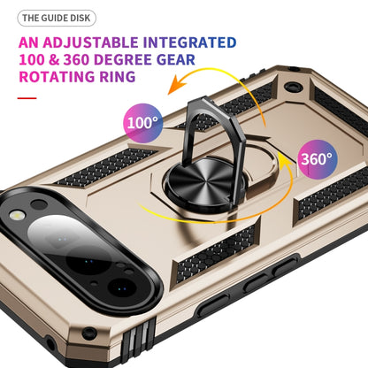 For Google Pixel 9 Pro / 9 Shockproof TPU + PC Phone Case with Holder(Gold) by buy2fix
