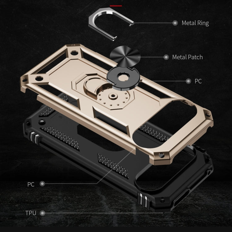 For Google Pixel 9 Pro / 9 Shockproof TPU + PC Phone Case with Holder(Gold) by buy2fix