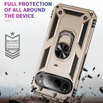 For Google Pixel 9 Pro / 9 Shockproof TPU + PC Phone Case with Holder(Gold) by buy2fix