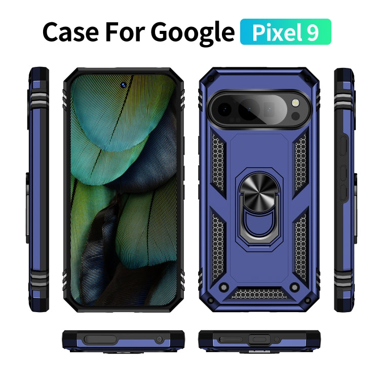 For Google Pixel 9 Pro / 9 Shockproof TPU + PC Phone Case with Holder(Blue) by buy2fix