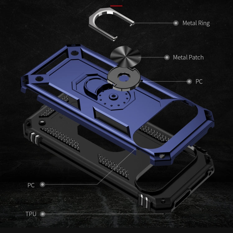 For Google Pixel 9 Pro / 9 Shockproof TPU + PC Phone Case with Holder(Blue) by buy2fix