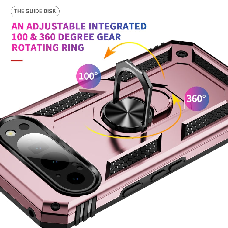 For Google Pixel 9 Pro / 9 Shockproof TPU + PC Phone Case with Holder(Rose Gold) by buy2fix