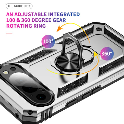 For Google Pixel 9 Pro / 9 Shockproof TPU + PC Phone Case with Holder(Silver) by buy2fix