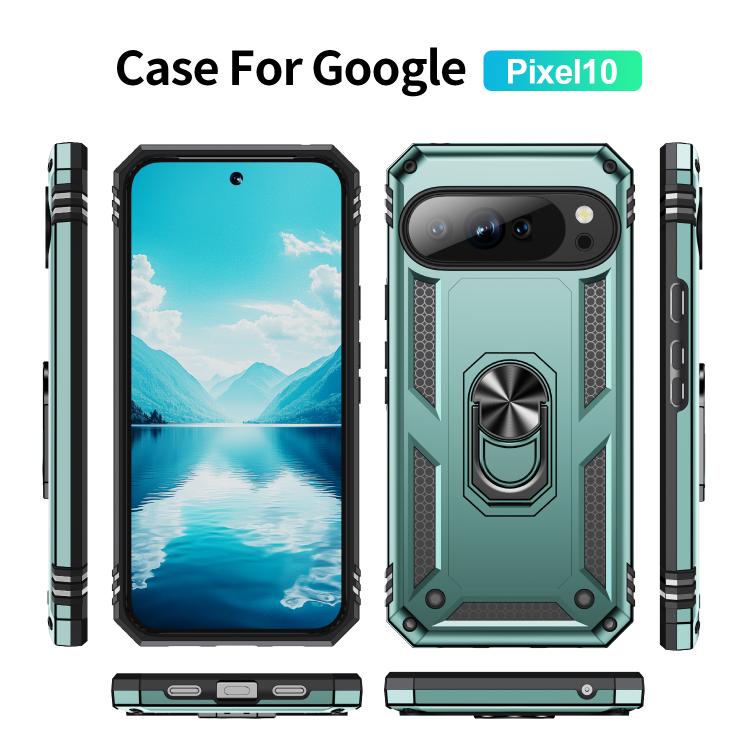 For Google Pixel 10 Shockproof TPU + PC Phone Case with Holder(Dark Green) - Google Cases by buy2fix | Online Shopping UK | buy2fix