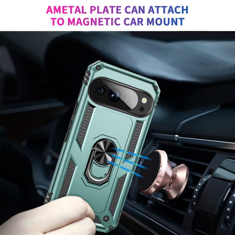 For Google Pixel 10 Shockproof TPU + PC Phone Case with Holder(Dark Green) - Google Cases by buy2fix | Online Shopping UK | buy2fix