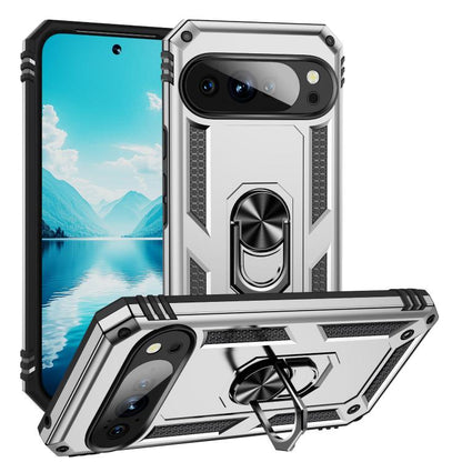 For Google Pixel 10 Shockproof TPU + PC Phone Case with Holder(Silver) - Google Cases by buy2fix | Online Shopping UK | buy2fix