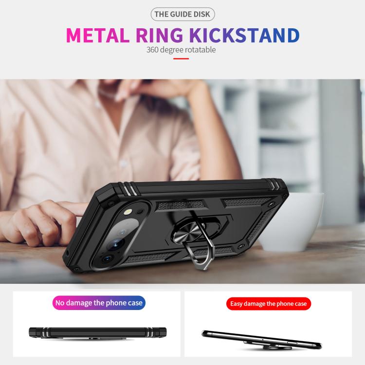 For Google Pixel 10 Pro Shockproof TPU + PC Phone Case with Holder(Black) - Google Cases by buy2fix | Online Shopping UK | buy2fix