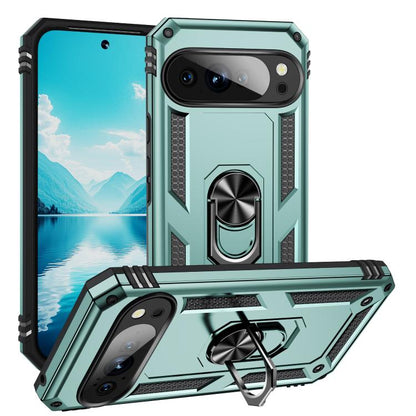 For Google Pixel 10 Pro Shockproof TPU + PC Phone Case with Holder(Dark Green) - Google Cases by buy2fix | Online Shopping UK | buy2fix