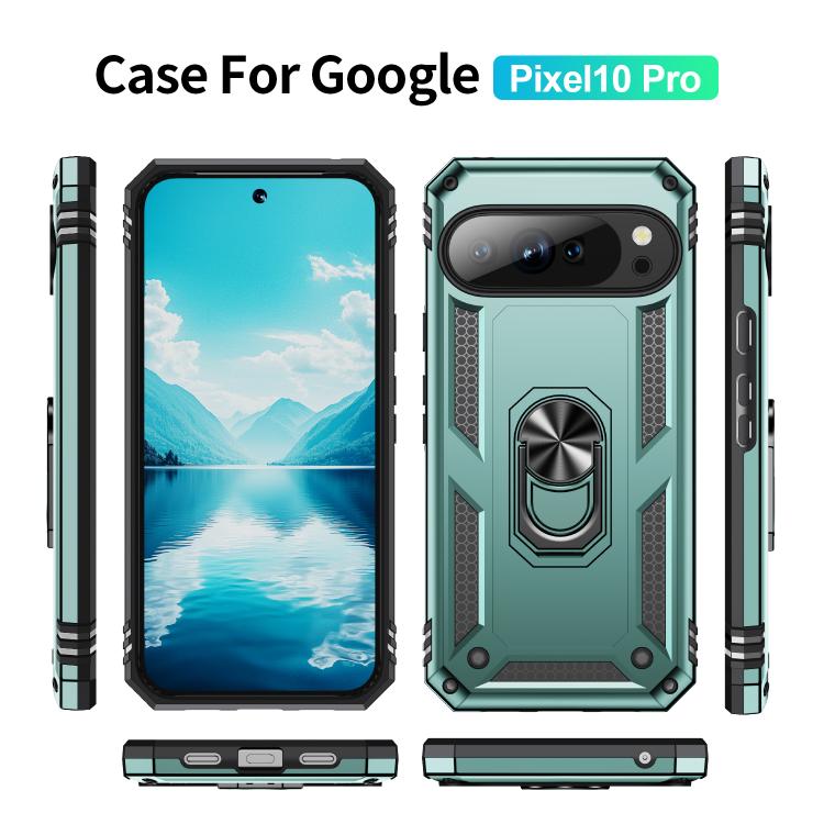For Google Pixel 10 Pro Shockproof TPU + PC Phone Case with Holder(Dark Green) - Google Cases by buy2fix | Online Shopping UK | buy2fix