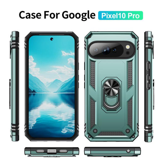 For Google Pixel 10 Pro Shockproof TPU + PC Phone Case with Holder(Dark Green) - Google Cases by buy2fix | Online Shopping UK | buy2fix