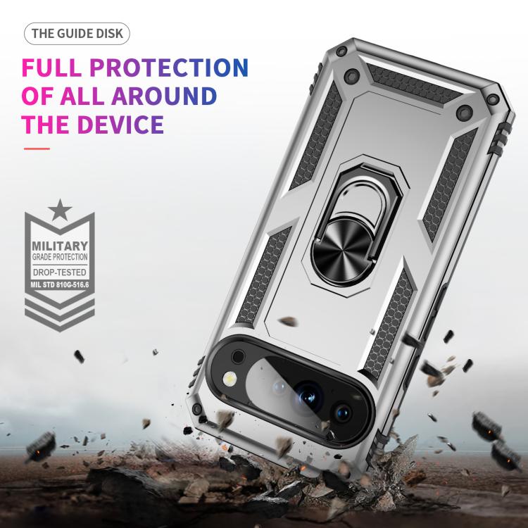 For Google Pixel 10 Pro Shockproof TPU + PC Phone Case with Holder(Silver) - Google Cases by buy2fix | Online Shopping UK | buy2fix