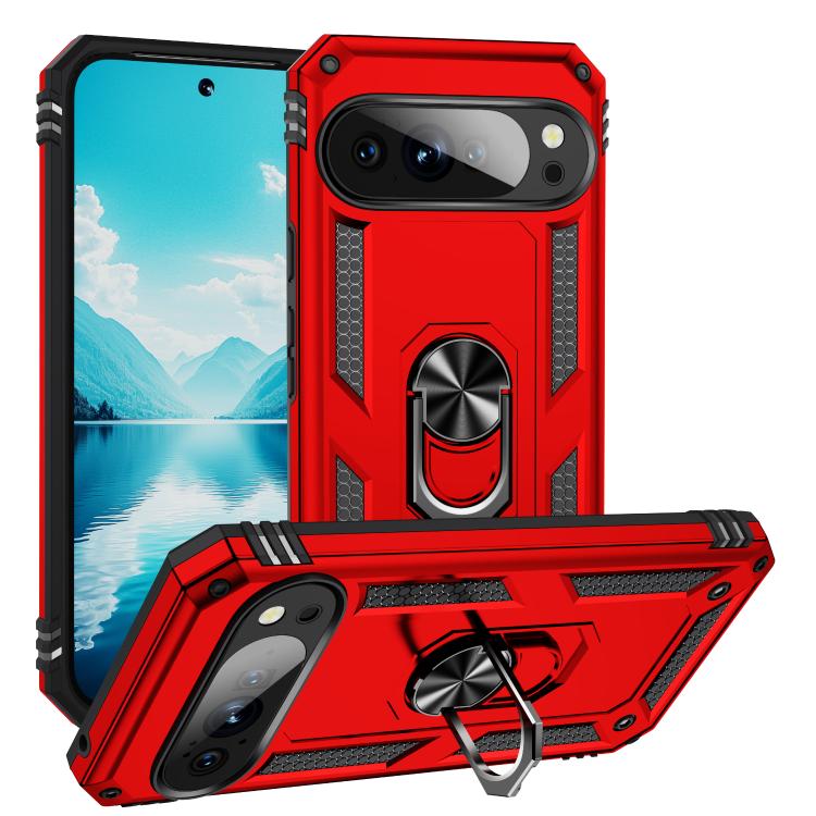 For Google Pixel 10 Pro XL Shockproof TPU + PC Phone Case with Holder(Red) - Google Cases by buy2fix | Online Shopping UK | buy2fix