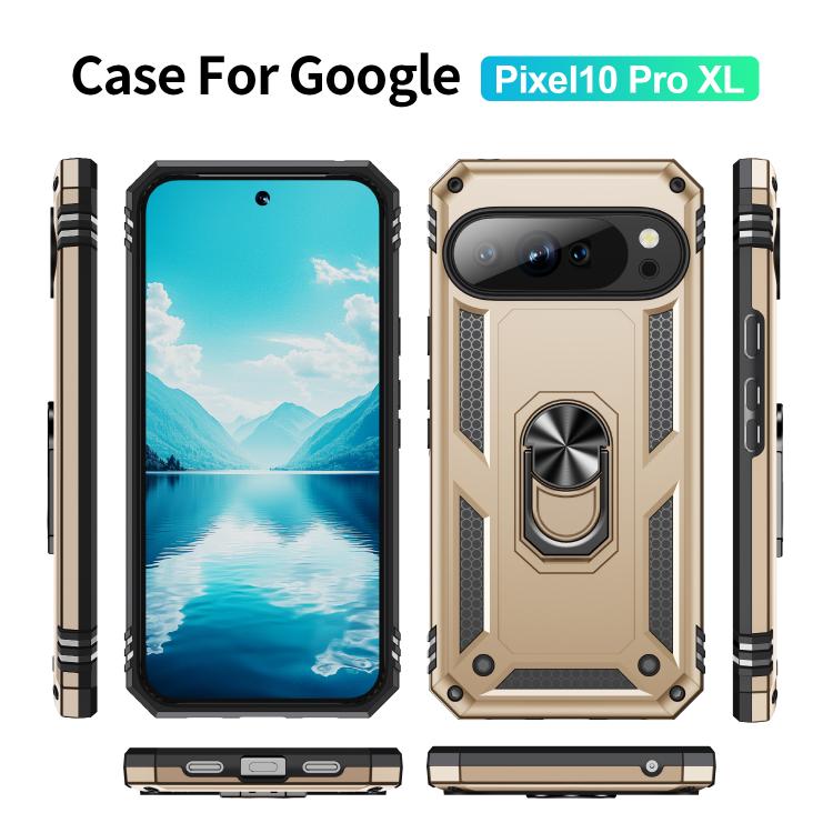 For Google Pixel 10 Pro XL Shockproof TPU + PC Phone Case with Holder(Gold) - Google Cases by buy2fix | Online Shopping UK | buy2fix