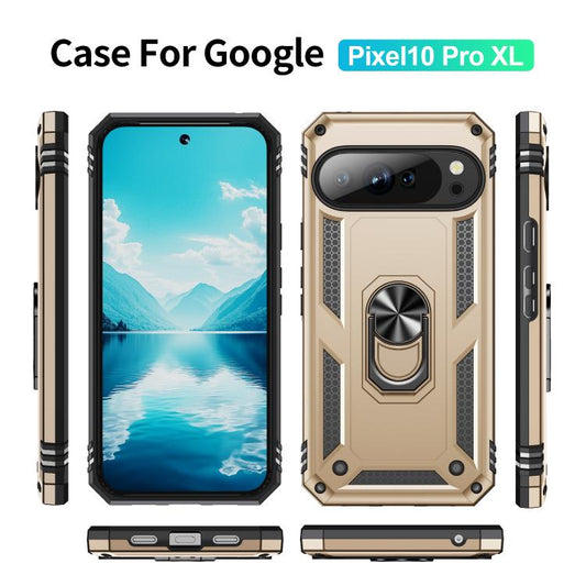 For Google Pixel 10 Pro XL Shockproof TPU + PC Phone Case with Holder(Gold) - Google Cases by buy2fix | Online Shopping UK | buy2fix