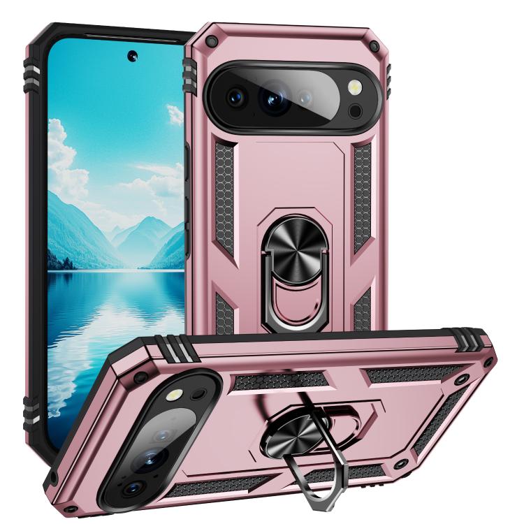 For Google Pixel 10 Pro XL Shockproof TPU + PC Phone Case with Holder(Rose Gold) - Google Cases by buy2fix | Online Shopping UK | buy2fix
