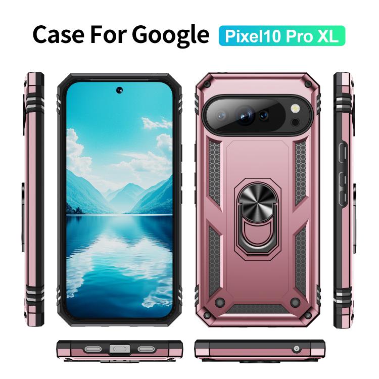 For Google Pixel 10 Pro XL Shockproof TPU + PC Phone Case with Holder(Rose Gold) - Google Cases by buy2fix | Online Shopping UK | buy2fix