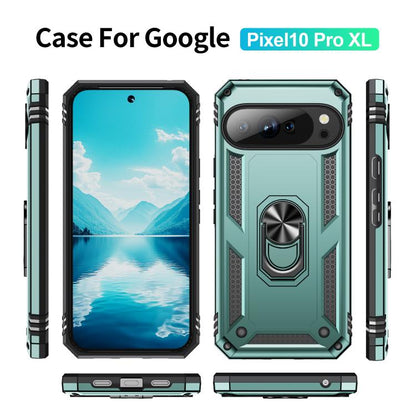 For Google Pixel 10 Pro XL Shockproof TPU + PC Phone Case with Holder(Dark Green) - Google Cases by buy2fix | Online Shopping UK | buy2fix