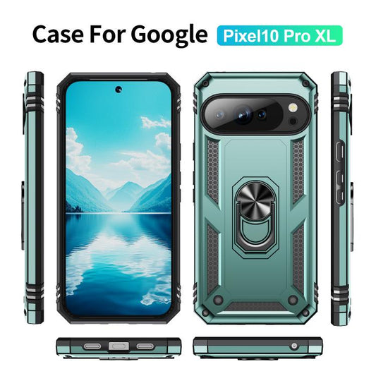 For Google Pixel 10 Pro XL Shockproof TPU + PC Phone Case with Holder(Dark Green) - Google Cases by buy2fix | Online Shopping UK | buy2fix