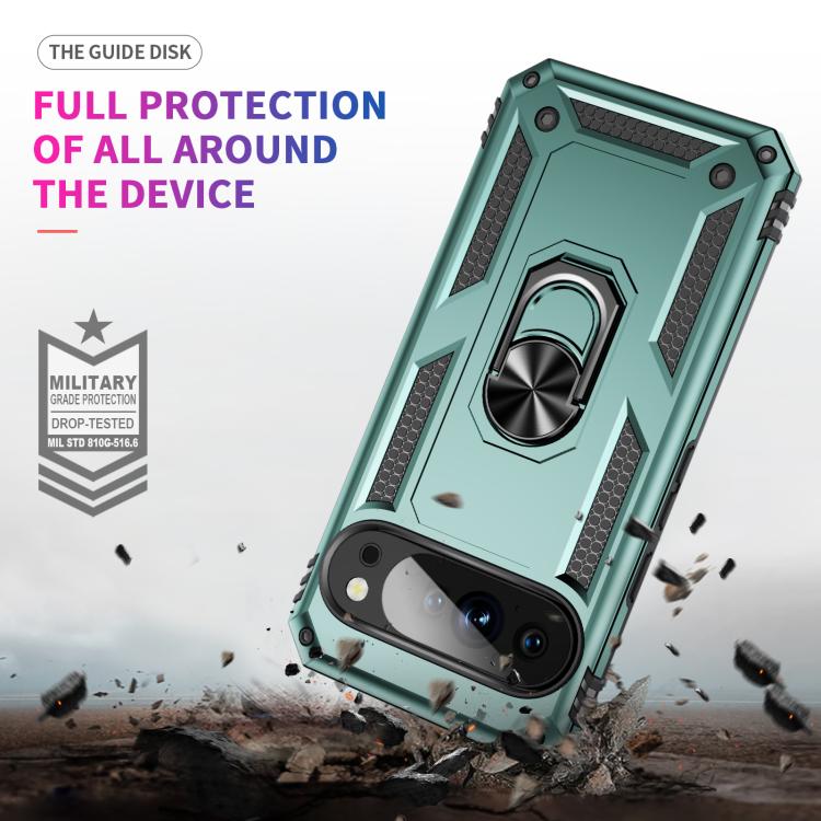 For Google Pixel 10 Pro XL Shockproof TPU + PC Phone Case with Holder(Dark Green) - Google Cases by buy2fix | Online Shopping UK | buy2fix