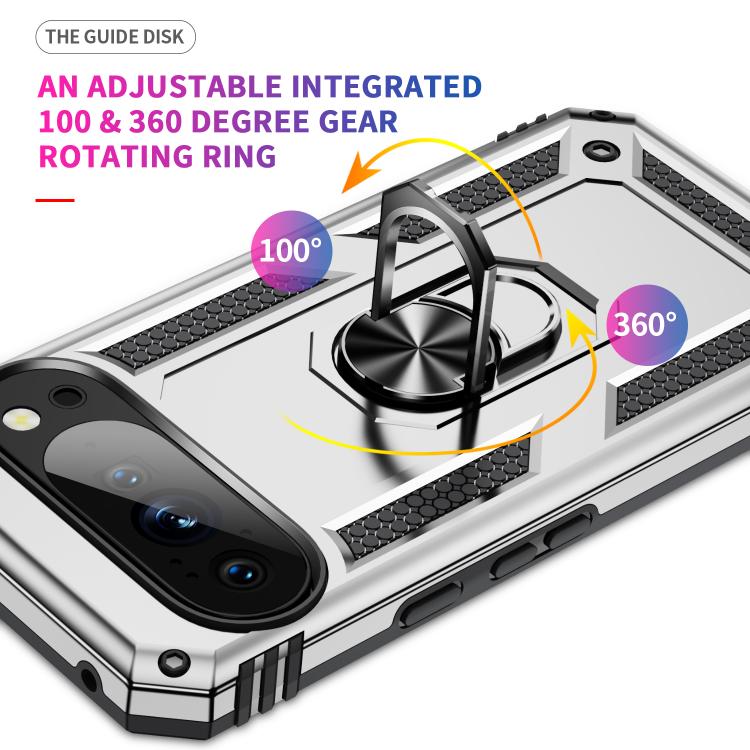 For Google Pixel 10 Pro XL Shockproof TPU + PC Phone Case with Holder(Silver) - Google Cases by buy2fix | Online Shopping UK | buy2fix