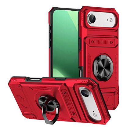For iPhone Air TPU+PC Shockproof Card Phone Case with Metal Ring Holder(Red) - iPhone Air Cases by buy2fix | Online Shopping UK | buy2fix