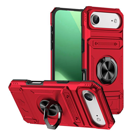 For iPhone Air TPU+PC Shockproof Card Phone Case with Metal Ring Holder(Red) - iPhone Air Cases by buy2fix | Online Shopping UK | buy2fix