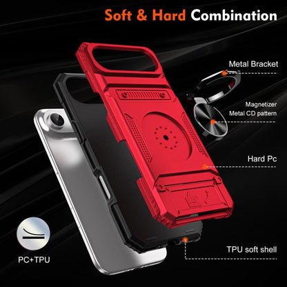 For iPhone Air TPU+PC Shockproof Card Phone Case with Metal Ring Holder(Red) - iPhone Air Cases by buy2fix | Online Shopping UK | buy2fix